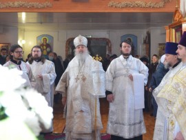 В Серафимовском храме Иверско-Серафимовского собора Экибастуза служением Божественной литургии отметили престольный праздник