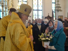 В Неделю о мытаре и фарисее и в день своего рождения епископ Павлодарский и Экибастузский Варнава совершил Литургию в кафедральном соборе епархии