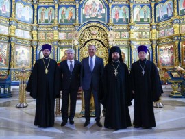 МИНИСТР ИНОСТРАННЫХ ДЕЛ РОССИЙСКОЙ ФЕДЕРАЦИИ СЕРГЕЙ ВИКТОРОВИЧ ЛАВРОВ ПОСЕТИЛ УСПЕНСКИЙ КАФЕДРАЛЬНЫЙ СОБОР ГОРОДА НУР-СУЛТАН