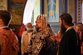 В Неделю 2-ю по Пасхе епископ Каскеленский Геннадий совершил Божественную Литургию во Владимирском храме микрорайона Баганашил