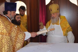 Совершено освящение новопостроенного Свято-Духовского храма в селе Голубовка Иртышского района