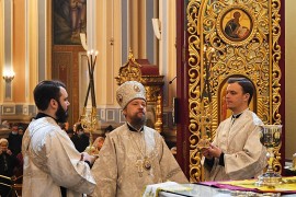 Епископ Каскеленский Геннадий божественную Литургию в Неделю по Богоявлению