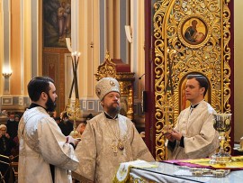 Епископ Каскеленский Геннадий божественную Литургию в Неделю по Богоявлению