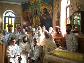 Епископ Каскеленский Геннадий совершил Литургию в Иоанно-Предтеченском храме поселка Гульдала