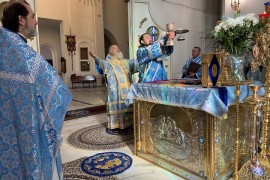 Архиерейская Божественная литургия в праздник Донской иконы Божией Матери в Благовещенском кафедральном соборе Павлодара