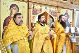 Первая Божественная литургия в храме Святителя Николая п.Октябрьский Карасуского района