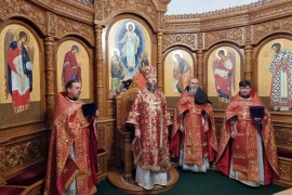 В Неделю святых жен-мироносиц архиепископ Амфилохий возглавил служение Божественной Литургии в Андреевском кафедральном соборе города Усть-Каменогорска