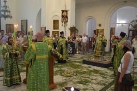 В день Святой Троицы Управляющий епархии совершил Божественную литургию и вечерню в Свято-Троицком храме села Железинка