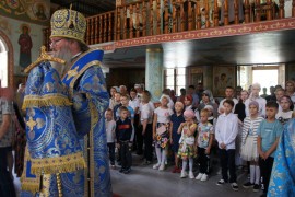 В неделю 13-ю по Пятидесятнице епископ Чимкентский и Туркестанский Хрисанф совершил Божественную Литургию в кафедральном соборе г. Шымкента