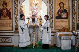 Празднование Сретения Господня в Константино-Еленинском кафедральном соборе Костаная