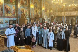 25 февраля 2024 года в неделю о мытаре и фарисее и празднование в честь Иверской иконы Божией Матери Божественную Литургию в Покровском храме г. Есик возглавил настоятель епископ Актюбинский и Кызылординский Игнатий