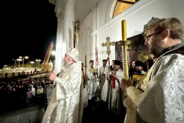 В праздник Светлого Христова Воскресения Высокопреосвященнейший архиепископ Серапион совершил торжественное богослужение в кафедральном соборе Воскресения Христова г. Кокшетау