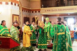 В праздник Святой Троицы Высокопреосвященнейший архиепископ Серапион совершил Литургию в кафедральном соборе Воскресения Христова г. Кокшетау