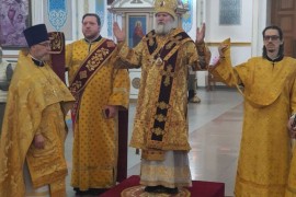 В третью подготовительную неделю к Великому посту епископ Игнатий совершил Литургию в главном храме Актобе