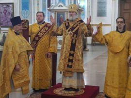 В третью подготовительную неделю к Великому посту епископ Игнатий совершил Литургию в главном храме Актобе