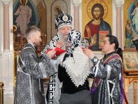 Преосвященнейший Епископ Вениамин совершил первую в наступившей святой Четыредесятнице Литургию Преждеосвященных Даров
