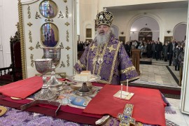 В Неделю вторую Великого поста архиепископ Варнава совершил Литургию святителя Василия Великого в Благовещенском кафедральном соборе Павлодара