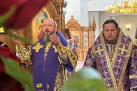 Архиепископ Усть-Каменогорский и Семипалатинский Амфилохий и епископ Колпашевский и Стрежевской Филарет совершили Божественную Литургию в Андреевском кафедральном соборе города Усть-Каменогорска