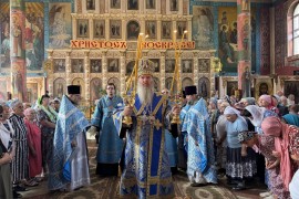 Престольный праздник в Успенском соборе г. Тараза. Архиерейское служение