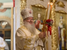 В праздник Светлого Христова Воскресения епископ Чимкентский и Туркестанский Хрисанф совершил Пасхальное богослужение в главном храме г. Шымкента