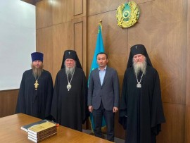 Состоялась встреча архиепископа Карагандинского и Шахтинского Севастиана и архиепископа Сатпаевского Ипатия с акимом области Ұлытау Е.Б. Байкеном.